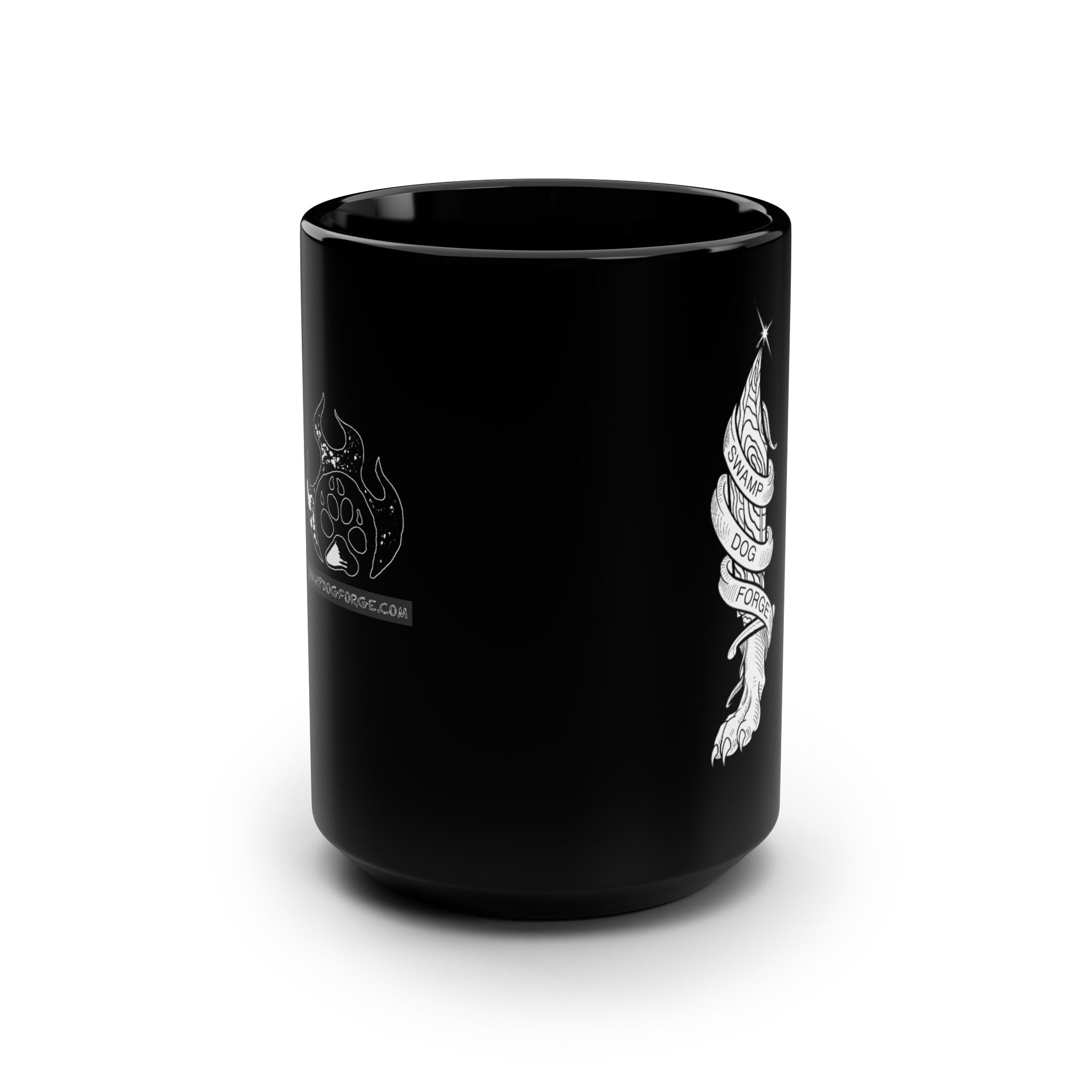 Black 15oz Mug — Nautical Compass Anchor Sketch Mug
