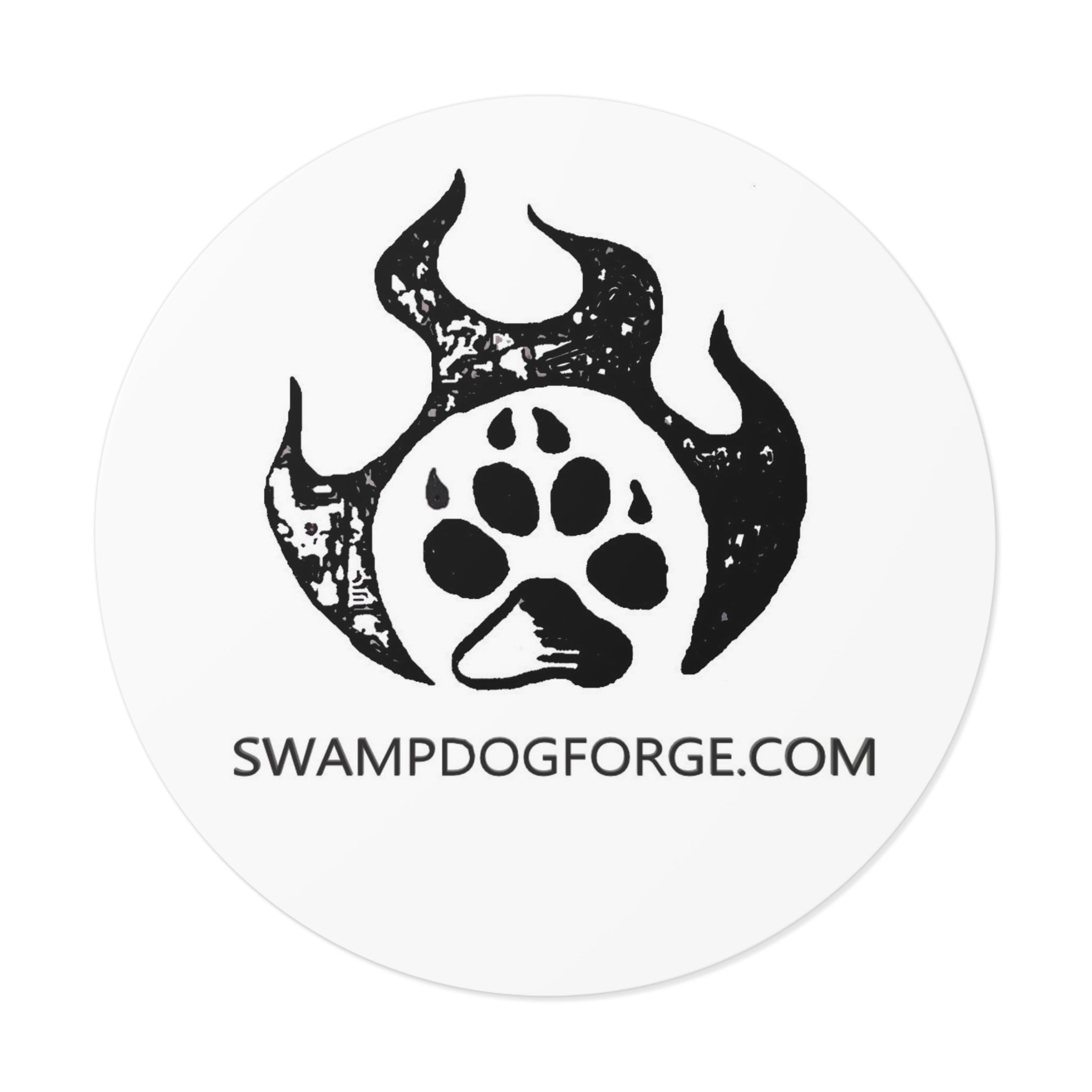 Round Vinyl Sticker — SwampDogForge Paw Logo Sticker (Durable Weatherproof Decal)