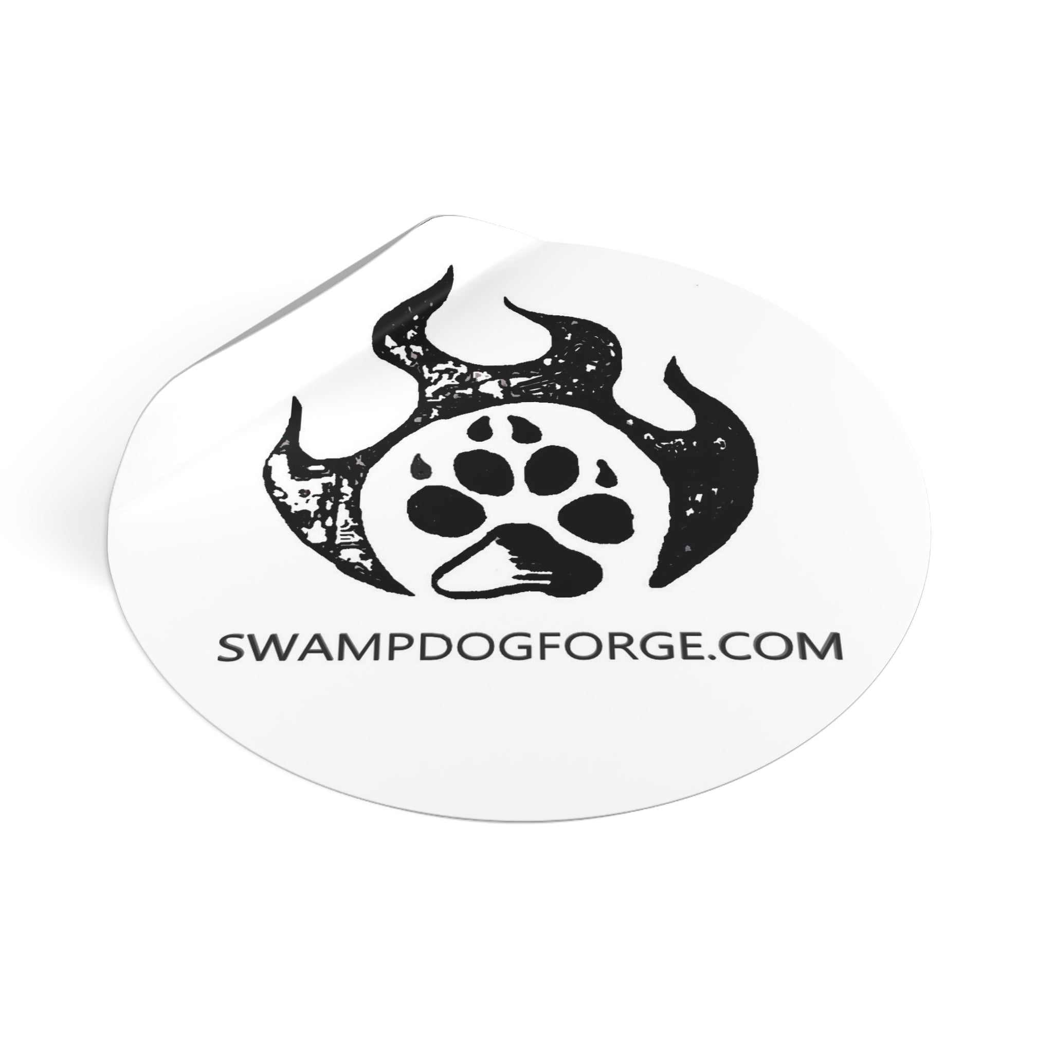 Round Vinyl Sticker — SwampDogForge Paw Logo Sticker (Durable Weatherproof Decal)