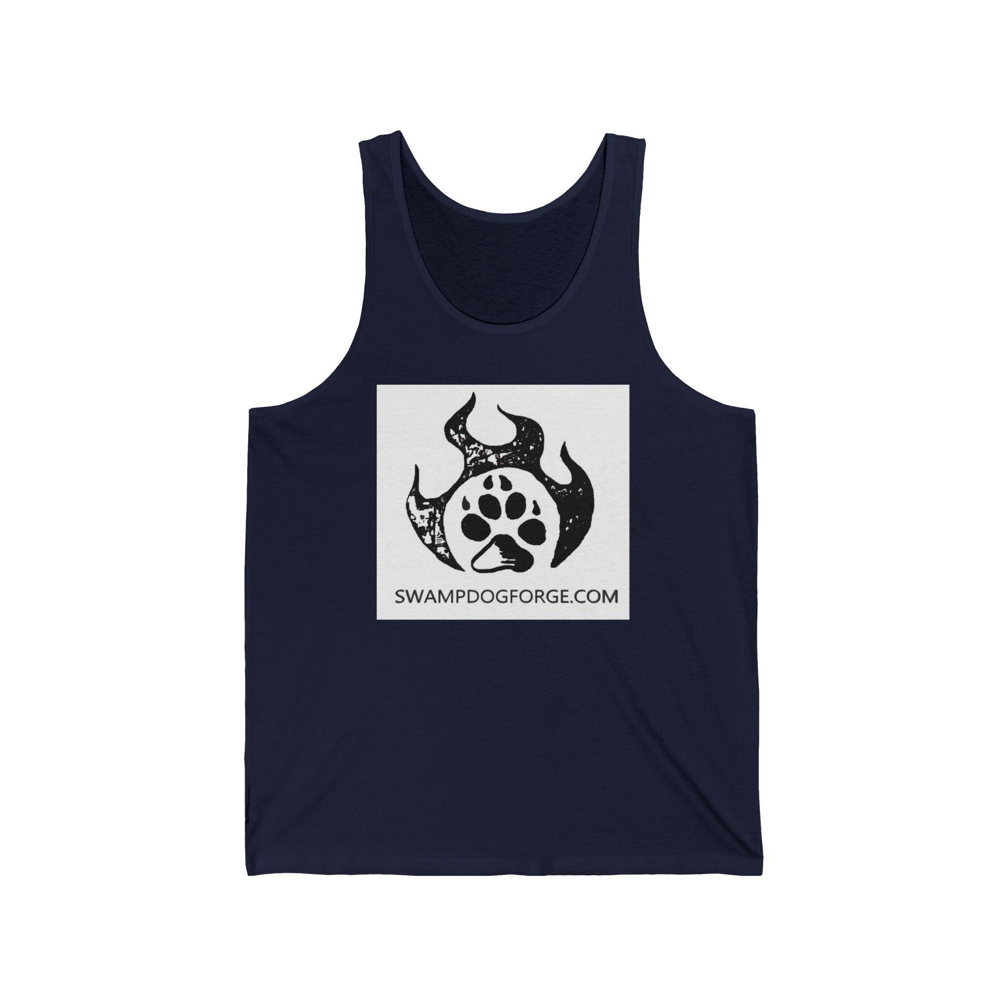 Swamp Dog Forge Logo Tank Top — Paw Flame Graphic Jersey Tank