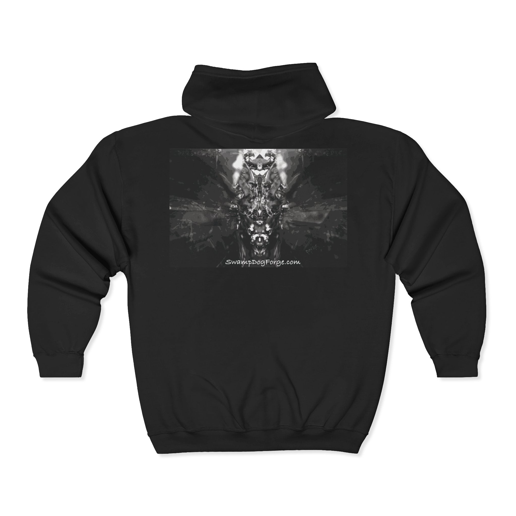 Skull Rorschach Full-Zip Hoodie – Dark Gothic Graphic Zip-Up