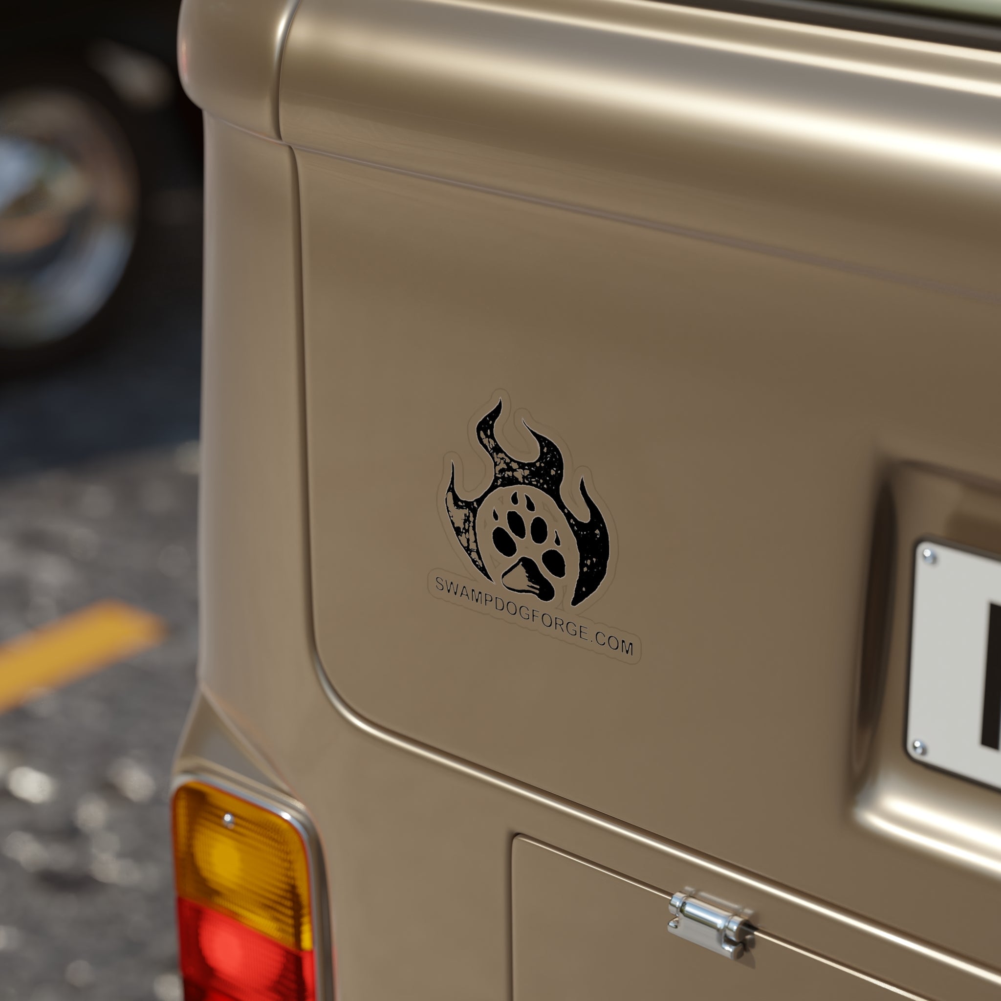 Swamp Dog Forge Paw Flame Die-Cut Sticker — Outdoor Transparent Vinyl