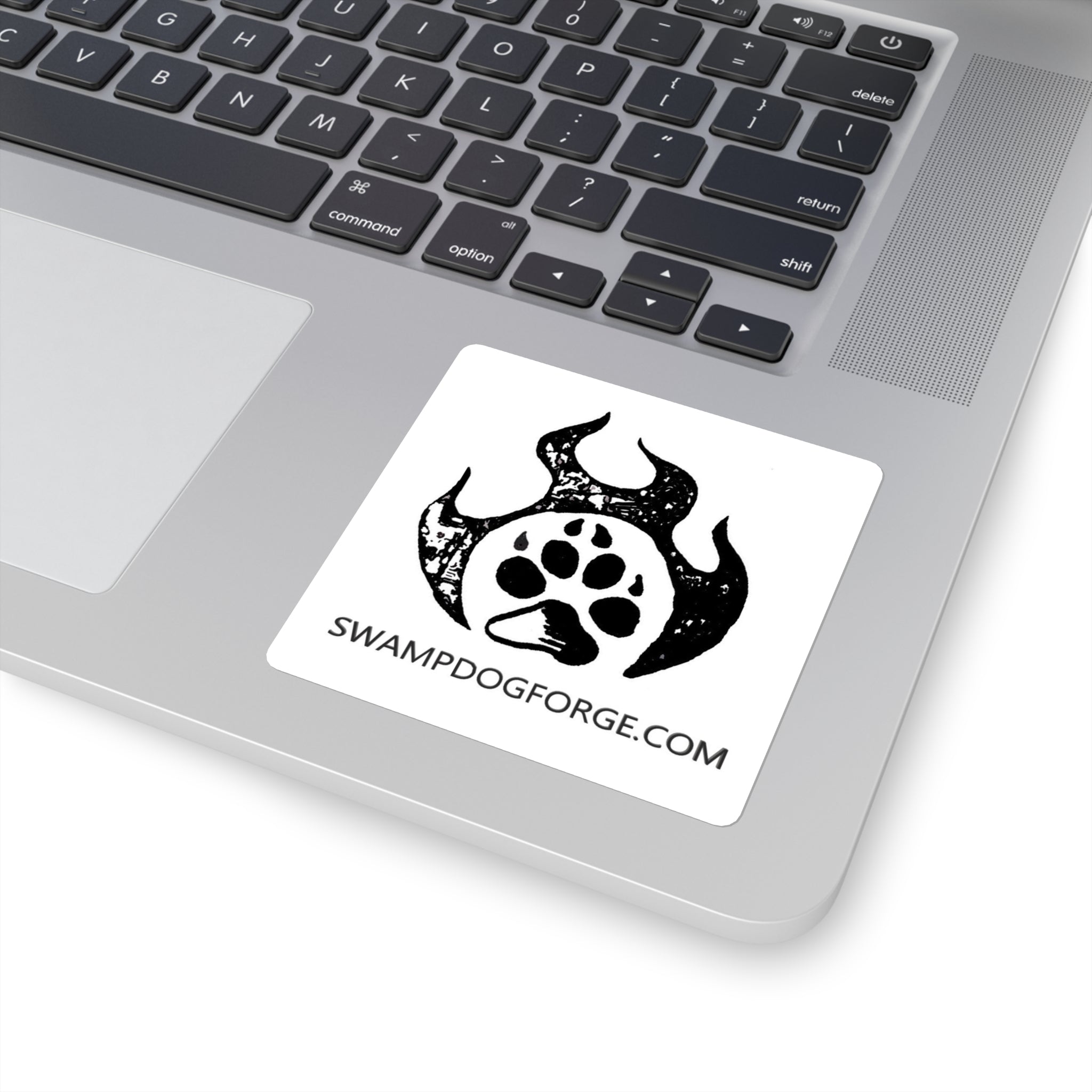 Square Sticker — SwampDogForge Logo Paw Flame (SwampDogForge.com)