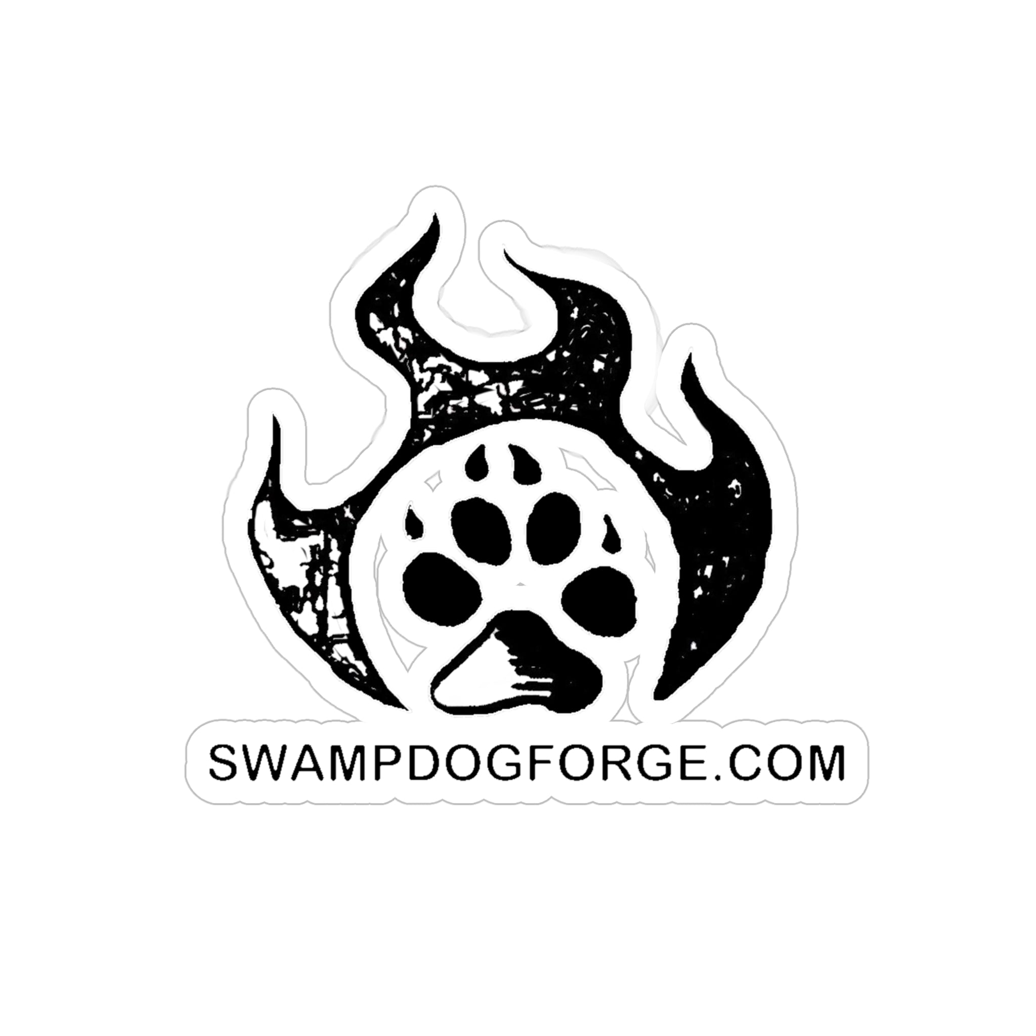 Swamp Dog Forge Paw Flame Die-Cut Sticker — Outdoor Transparent Vinyl