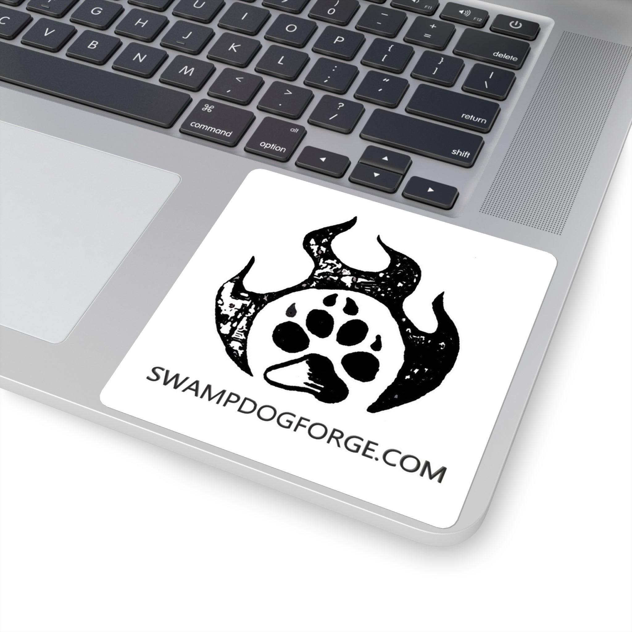 Square Sticker — SwampDogForge Logo Paw Flame (SwampDogForge.com)