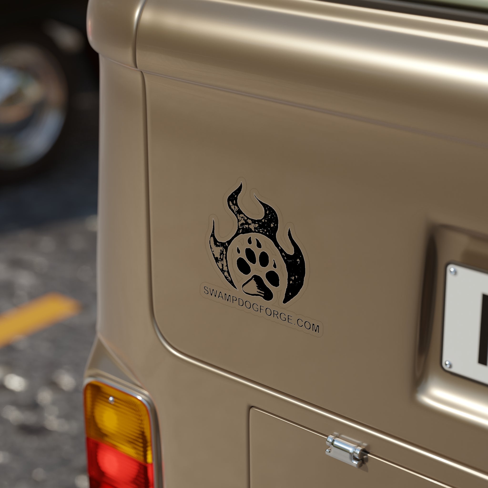 Swamp Dog Forge Paw Flame Die-Cut Sticker — Outdoor Transparent Vinyl