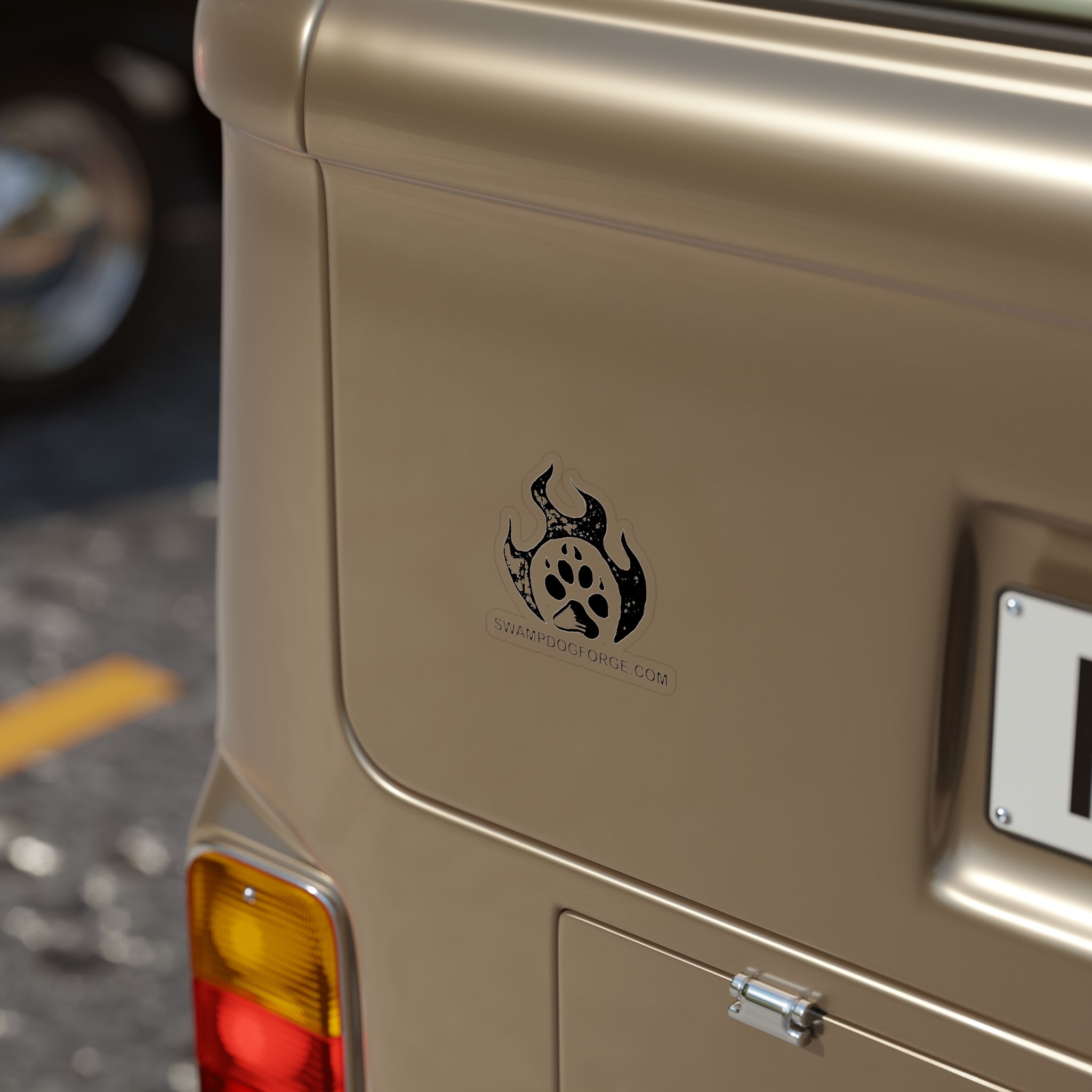 Swamp Dog Forge Paw Flame Die-Cut Sticker — Outdoor Transparent Vinyl