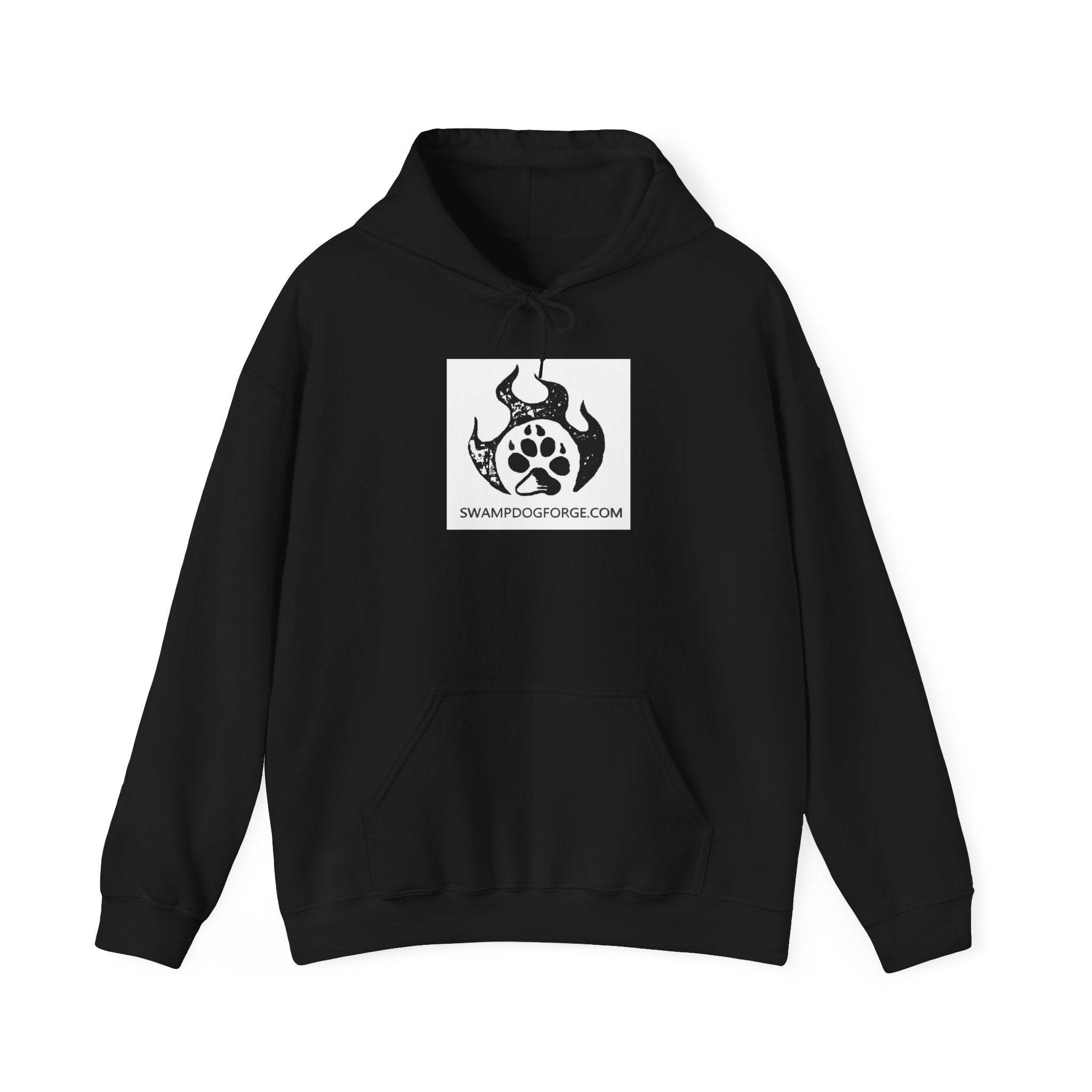 Swamp Dog Forge Paw Flame Hoodie — Logo Pullover for Dog Lovers