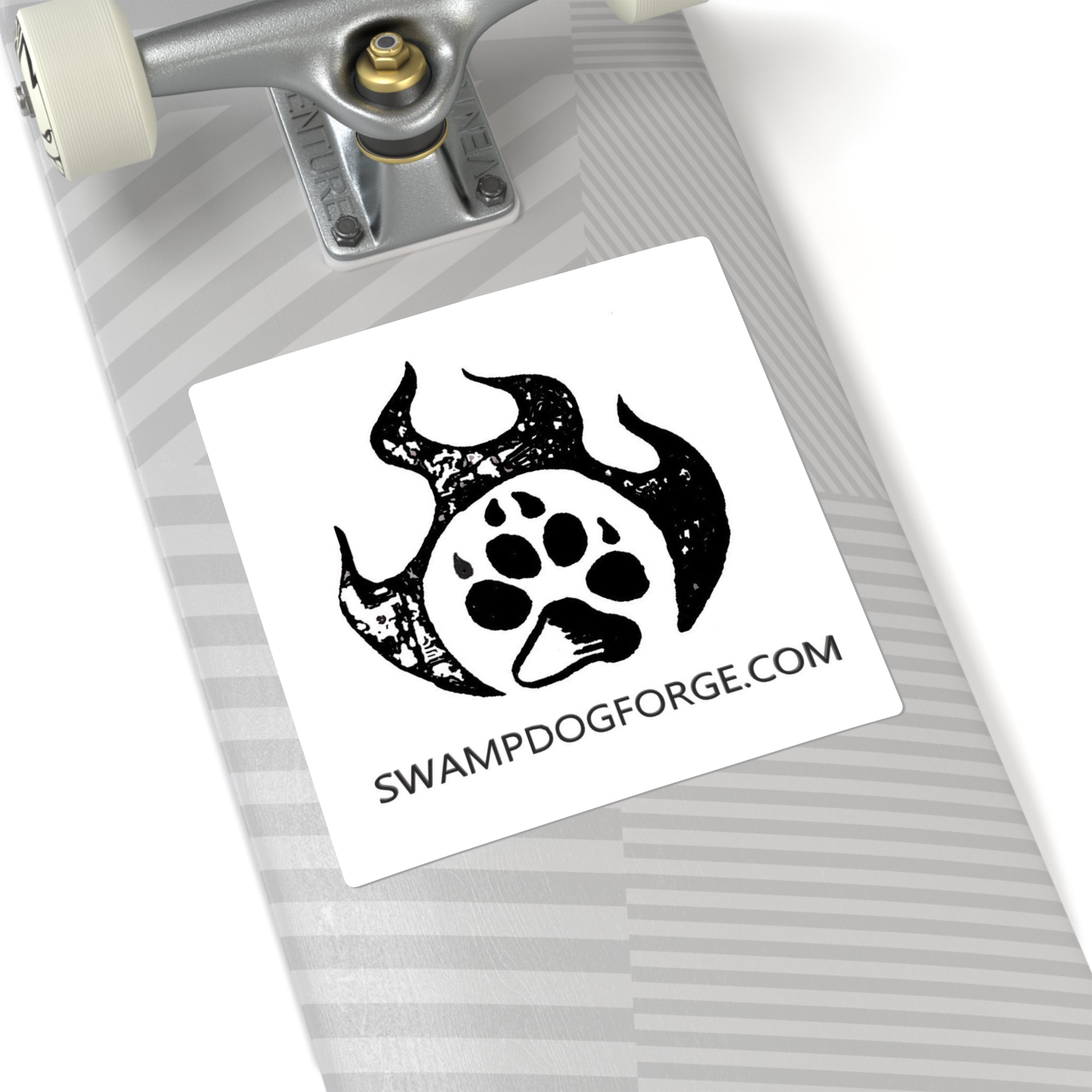 Square Sticker — SwampDogForge Logo Paw Flame (SwampDogForge.com)