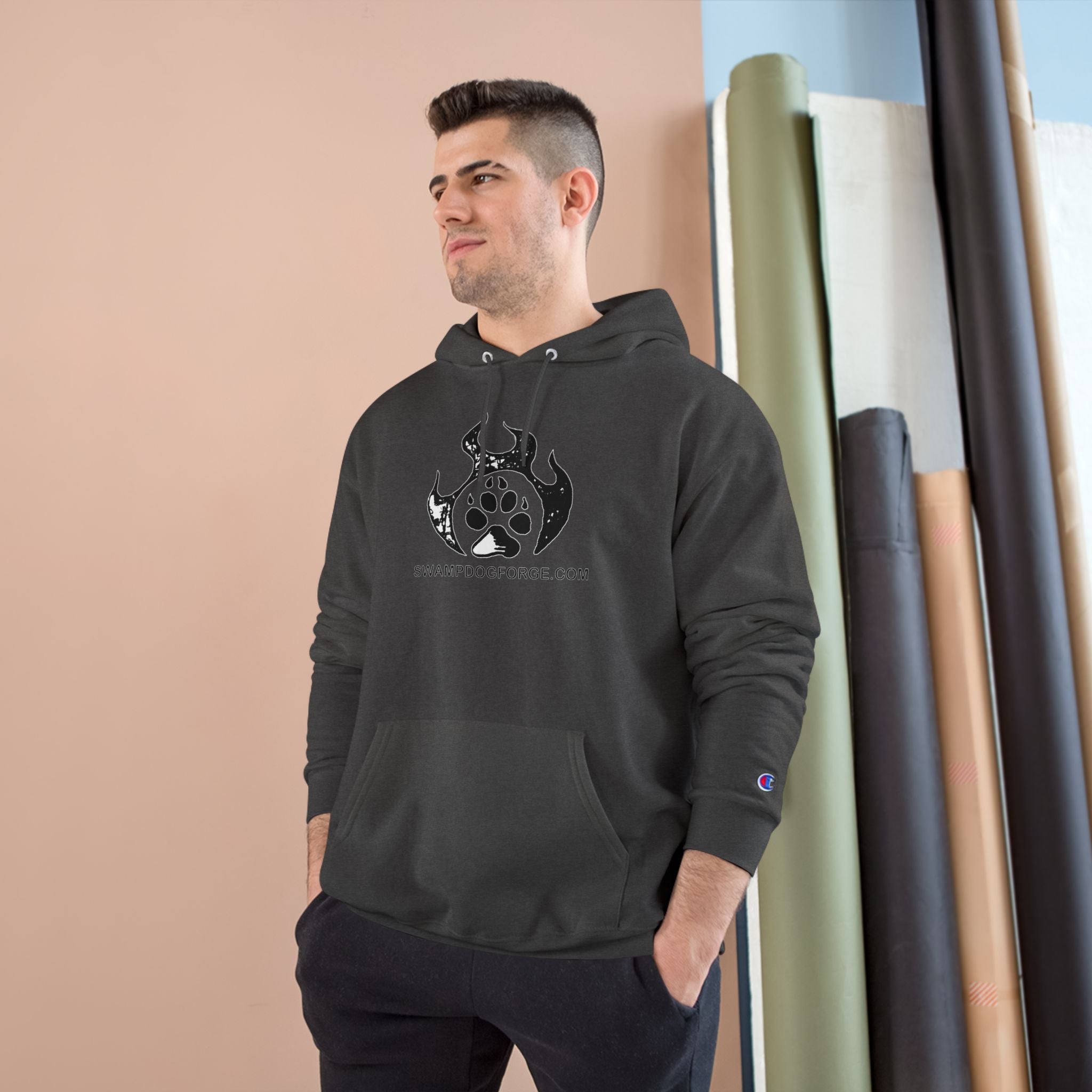 Champion Hoodie — Dark Flame Paw Logo Pullover