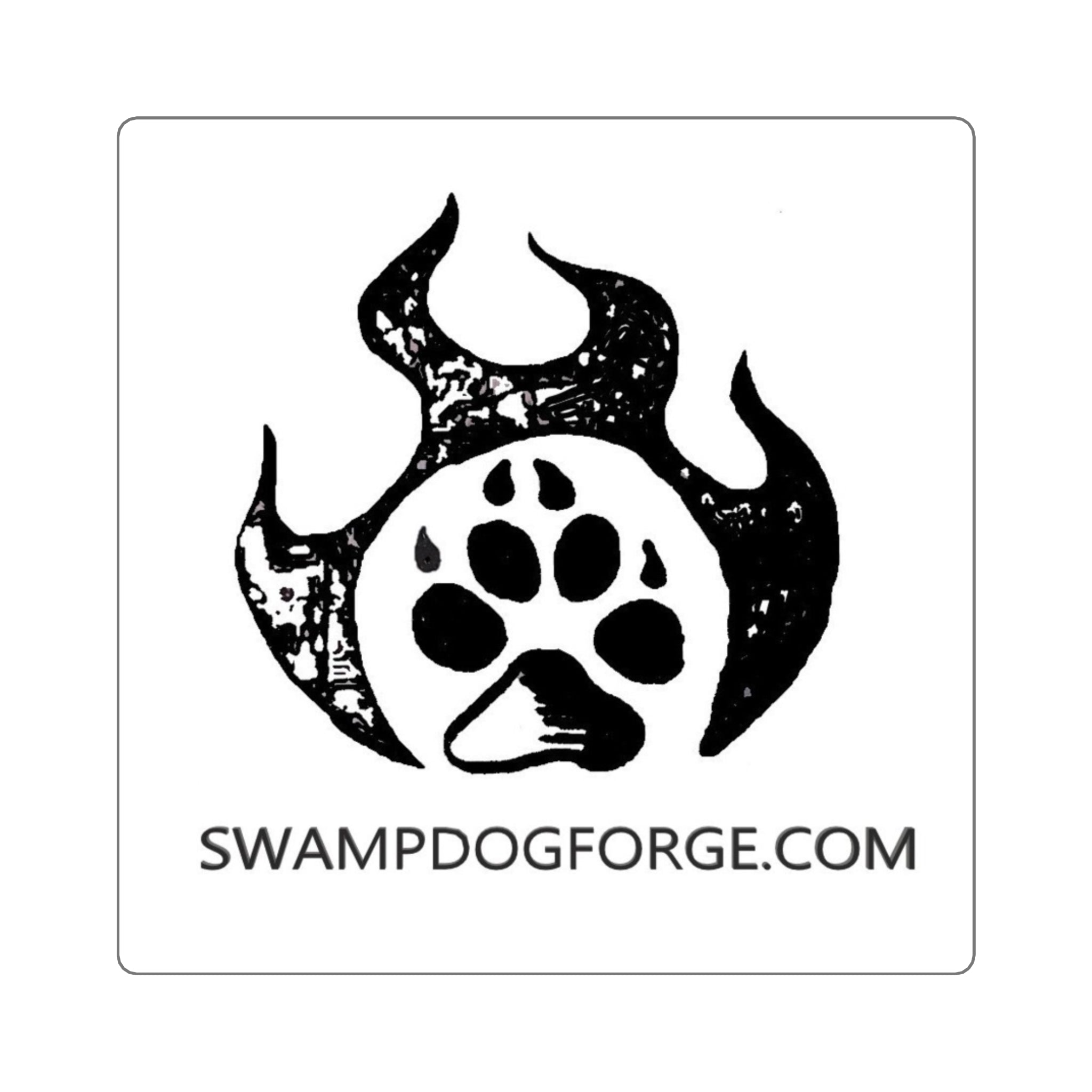 Square Sticker — SwampDogForge Logo Paw Flame (SwampDogForge.com)