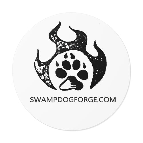 Round Vinyl Sticker — SwampDogForge Paw Logo Sticker (Durable Weatherproof Decal)