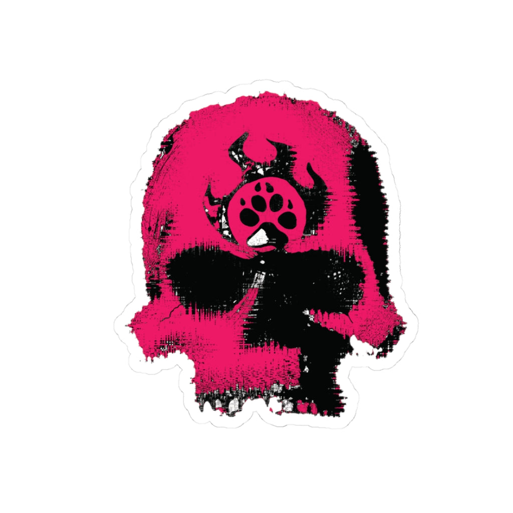 Pink Skull Paw Print Sticker — Kiss-Cut Vinyl Decal for Laptops & Skateboards