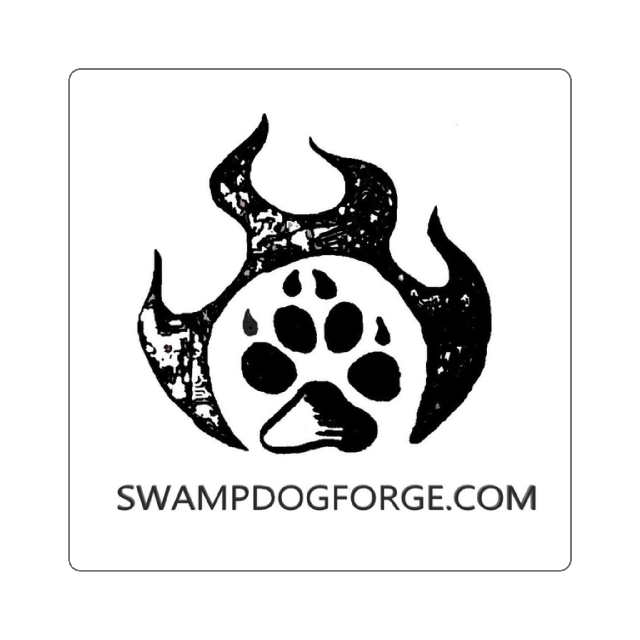Square Sticker — SwampDogForge Logo Paw Flame (SwampDogForge.com)