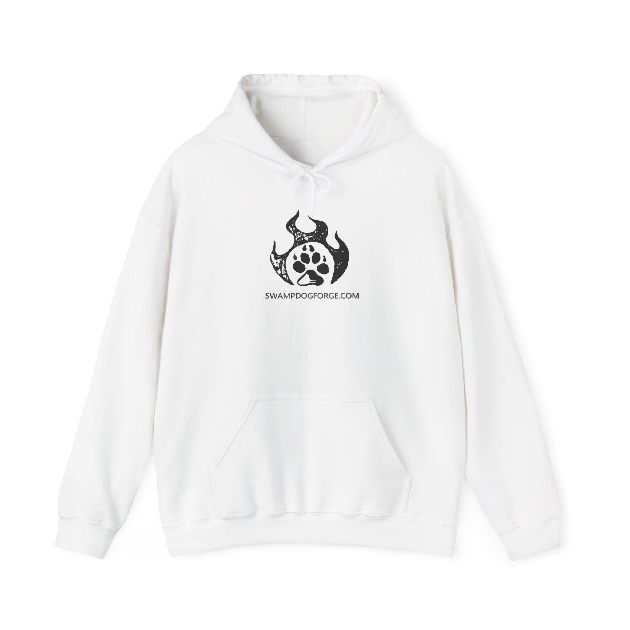 Swamp Dog Forge Paw Flame Hoodie — Logo Pullover for Dog Lovers