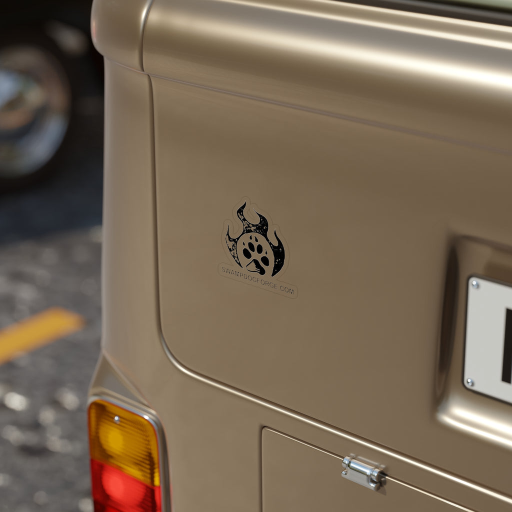 Swamp Dog Forge Paw Flame Die-Cut Sticker — Outdoor Transparent Vinyl