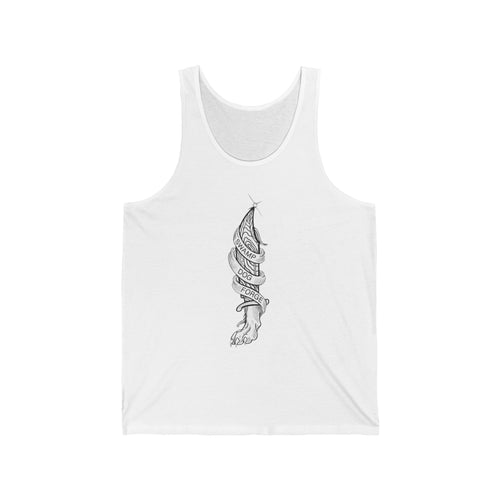 Meditative Shell Tank Top — Minimal Nautical Spiral Seashell Illustration